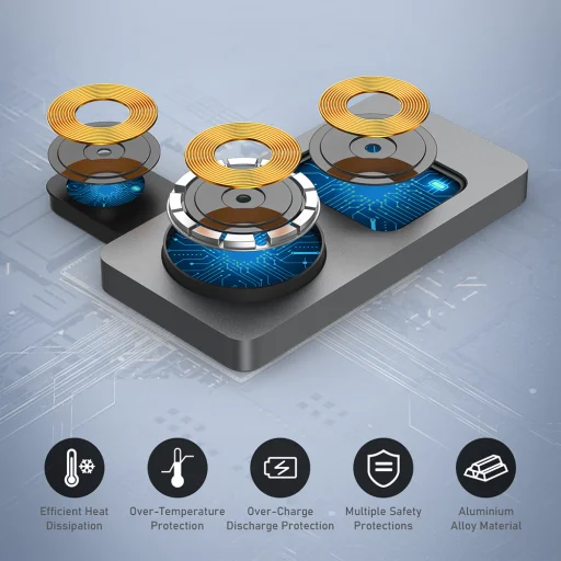 Blavec Indukčná nabíjačka BQI-05 Qi 15W magnetická Magsafe 3 v 1 UniCharge (BQI05-QIMS) strieborná - 6