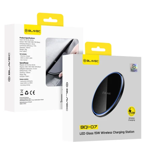 Blavec Indukčná nabíjačka BQI-07 Qi 15W UniCharge (BQI07-QIB) čierne sklo - 6