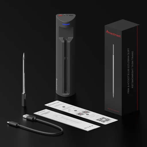 Meatmeet Pro fliptok s inteligentnou aplikáciou pre Bluetooth gril, rúru, údiarňu - čierne puzdro - 7