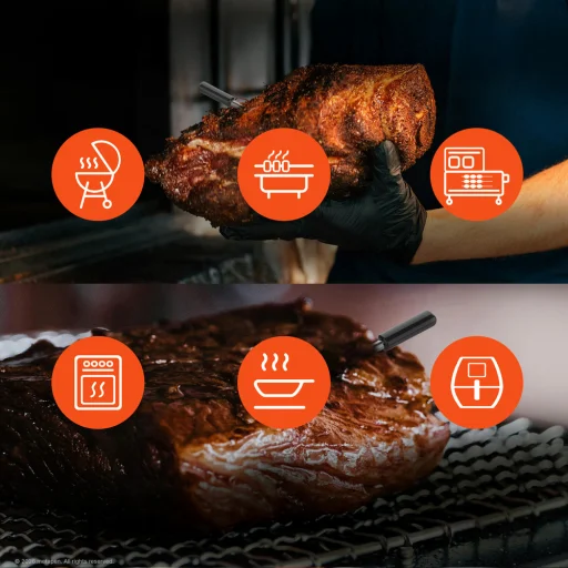 Meatmeet Pro fliptok s inteligentnou aplikáciou pre Bluetooth gril, rúru, údiarňu - čierne puzdro - 3