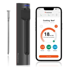 Meatmeet S Pro kuchynský teplomer s vyklápacou sondou, inteligentnou aplikáciou a Bluetooth pre gril, rúru a údiarňu - čierny