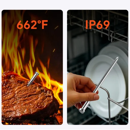 Meatmeet S Pro kuchynský teplomer s vyklápacou sondou, inteligentnou aplikáciou a Bluetooth pre gril, rúru a údiarňu - čierny - 4