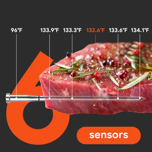 Meatmeet S Pro kuchynský teplomer s vyklápacou sondou, inteligentnou aplikáciou a Bluetooth pre gril, rúru a údiarňu - čierny - 7
