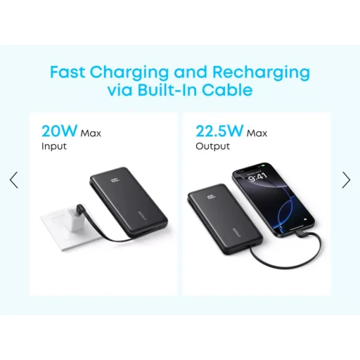 Powerbank Anker Zolo, 10000mAh, 22.5W, QC + PD, Biely A110DH21 - 5