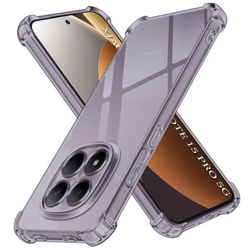 Xiaomi Redmi Note 15 Pro 5G Techsuit Dymovo čierne Nárazuvzdorné Priehľadné Silikónové Puzdro - 1