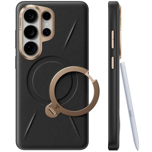Samsung Galaxy S26 Ultra Iovry Black Torras - QPRO Leather Series puzdro - 1