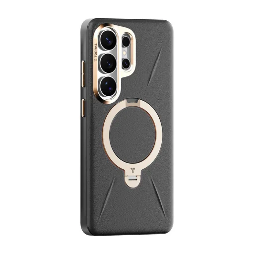 Samsung Galaxy S26 Ultra Iovry Black Torras - QPRO Leather Series puzdro - 3