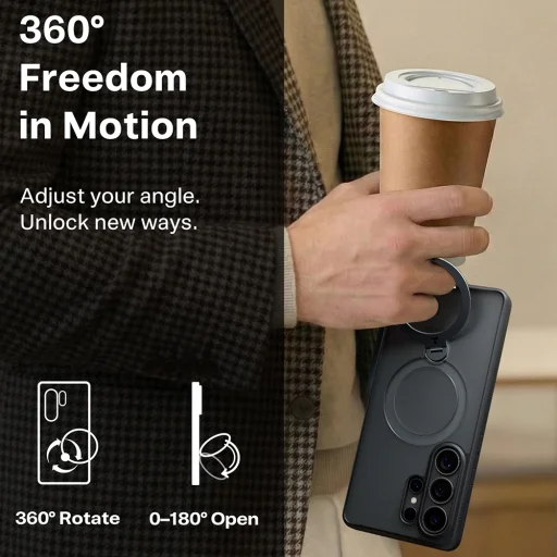 Samsung Galaxy S26 Ultra Átlátszó Torras Ostand Spin Sorozat tok - 5