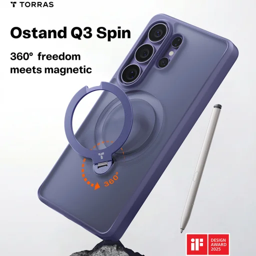 Samsung Galaxy S26 Ultra Torras Ostand Spin Series puzdro - Tmavofialové - 2