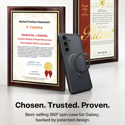 Puzdro Torras Ostand Spin Séria pre Samsung Galaxy S26 Plus čierne - 5
