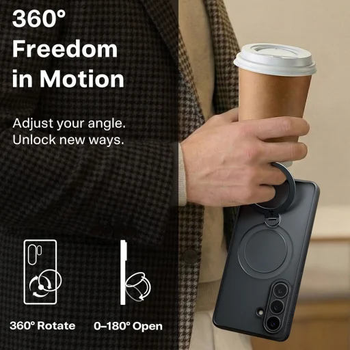 Puzdro Torras Ostand Spin Séria pre Samsung Galaxy S26 Plus čierne - 3