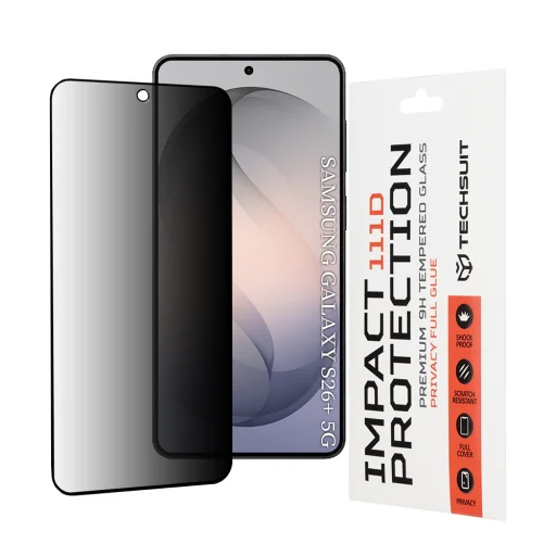 Samsung Galaxy S26 Plus Čierne tvrdené sklo Techsuit 111D Privacy Full Glue - 1