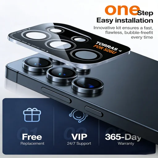 Samsung Galaxy S26 Ultra Čierny Torras Lensguard ochranné sklo na kameru - 4