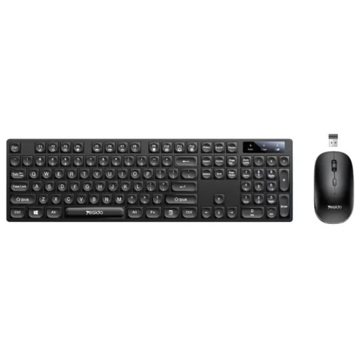 Yesido - Bezdrôtový set klávesnice a myši (KB42) - 2.4GHz, 1000DPI, Plug&Play, smart čip - Čierna - 1