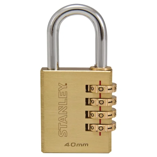 STANLEY S742-053 mosadzná visacia zámka, 40mm, kombinovaná, jednoduché uzamykanie - 1
