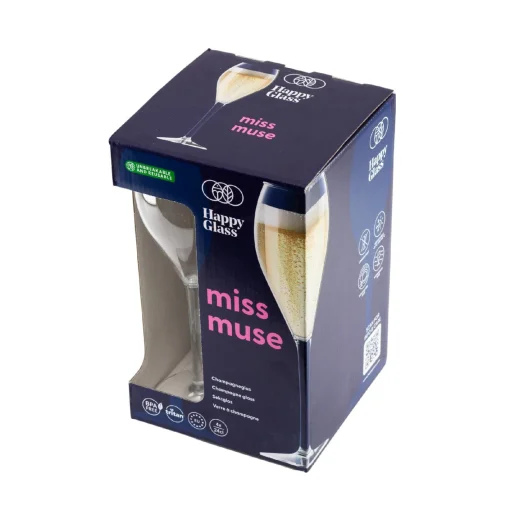 HappyGlass Miss Muse nerozbitný pohár na šampanské, 24 cl, bez BPA, potravinárska kvalita, 4 ks / súprava - 2