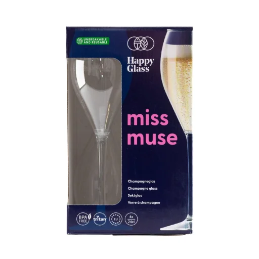 HappyGlass Miss Muse nerozbitný pohár na šampanské, 24 cl, bez BPA, potravinárska kvalita, 4 ks / súprava - 3