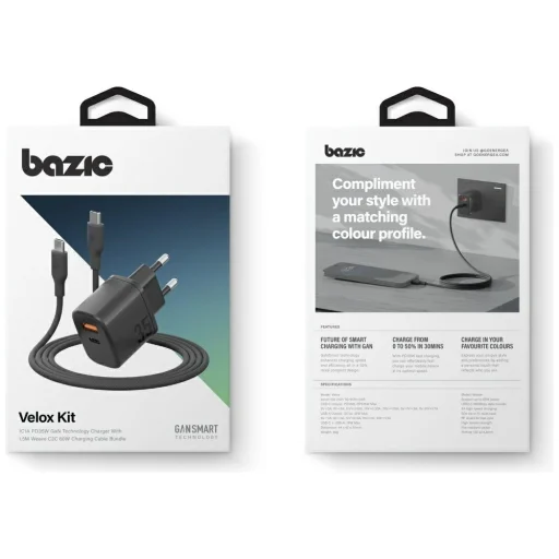 Bazic Goport Velox Kit 1xUSB-C 1xUSB-A GaN 35W nabíjačka čierna - 7