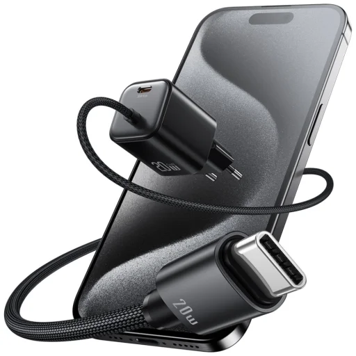 USAMS JC Series CC261 20W GaN Mini Rýchla Nabíjačka 2xUSB-C Čierna - 4