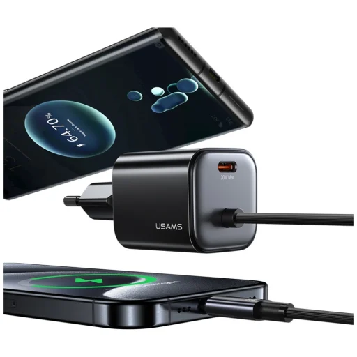 USAMS JC Series CC261 20W GaN Mini Rýchla Nabíjačka 2xUSB-C Čierna - 5