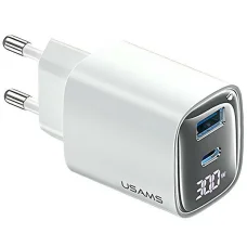 USAMS CC229 30W GaN USB-C/USB-A Rýchla Nabíjačka XC Séria Biela