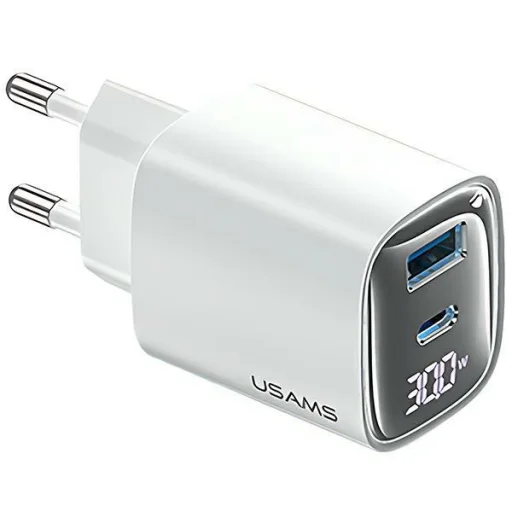 USAMS CC229 30W GaN USB-C/USB-A Rýchla Nabíjačka XC Séria Biela - 1