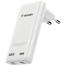 Verbatim Fold n Go sieťová nabíjačka GaN 65W biela 32355