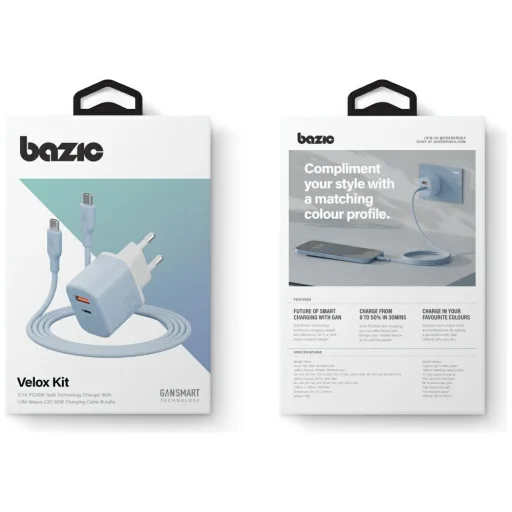 Bazic GoPort Velox Kit USB-C/USB-A GaN 35W nástenná nabíjačka modrá - 7