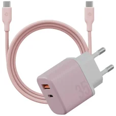 Bazic GoPort Velox Kit USB-C/USB-A GaN 35W sieťová nabíjačka s káblom ružová