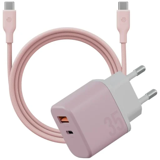Bazic GoPort Velox Kit USB-C/USB-A GaN 35W sieťová nabíjačka s káblom ružová - 1