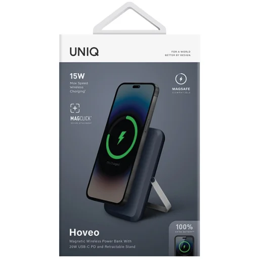 UNIQ Hoveo Powerbank 5000mAh USB-C 20W PD Rýchle nabíjanie Bezdrôtové Magnetické modrá/storm blue - 7