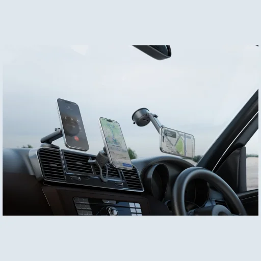 ENERGEA Magarctic Drive 25W Qi2 držiak do auta do vetracej mriežky / na palubnú dosku / na čelné sklo s 45W nabíjačkou do auta, sivý - 7