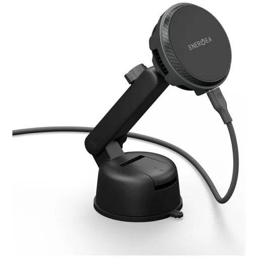 ENERGEA Magarctic Drive 25W Qi2 držiak do auta do vetracej mriežky / na palubnú dosku / na čelné sklo s 45W nabíjačkou do auta, sivý - 1