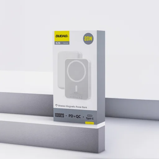 Dudao K26 powerbanka 10000mAh 20W USB-A / USB-C / MagSafe - Biely - 8