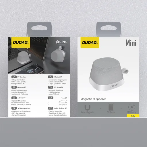 Dudao Y20 Vezeték nélküli Hangszóró Mágneses Tartóval Bluetooth 5.3 - Ezüst - 7