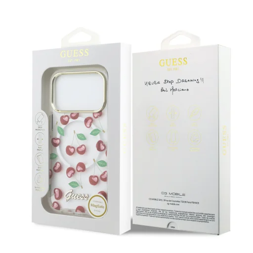iPhone 17 Pro Čerešňové Guess IML Glitter MagSafe puzdro - 7