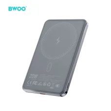BWOO Ultra tenká Powerbanka 5000 mAh s magnetickým nabíjaním P79 Sivá
