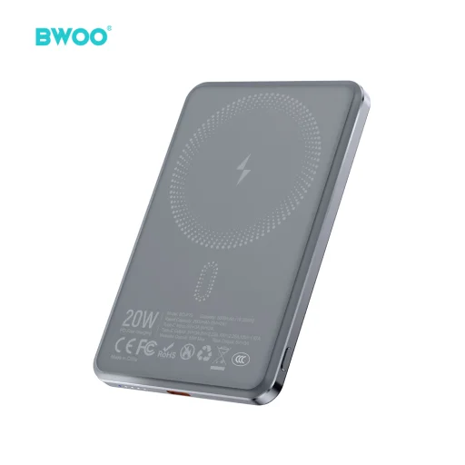 BWOO Ultra Slim Power Bank 5000mAh mágneses töltéssel P79 Szürke - 1