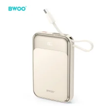 BWOO 10000 mAh 20W Power Bank USB-C kábellel és kijelzővel rosegold