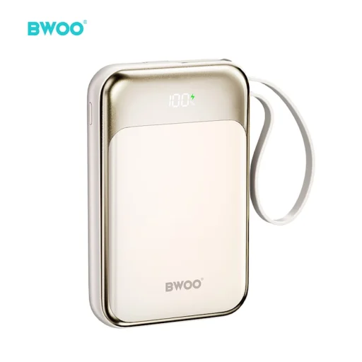BWOO 10000 mAh 20W Power Bank USB-C kábellel és kijelzővel rosegold - 2