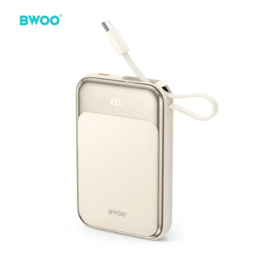 BWOO 10000 mAh 20W Power Bank USB-C kábellel és kijelzővel rosegold - 1