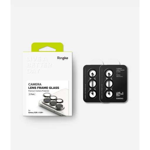 Samsung Galaxy S26 / S26+ Plus Chránič rámu fotoaparátu, 2 ks, čierna, sklenená fólia - 7