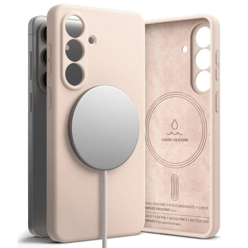 Samsung Galaxy S26 Ringke Silikónové Magnetické Magsafe Puzdro Pieskovo Ružové - 1