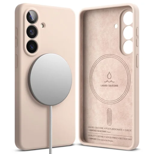 Samsung Galaxy S26 Ringke Silikónové Magnetické Magsafe Puzdro Pieskovo Ružové - 2