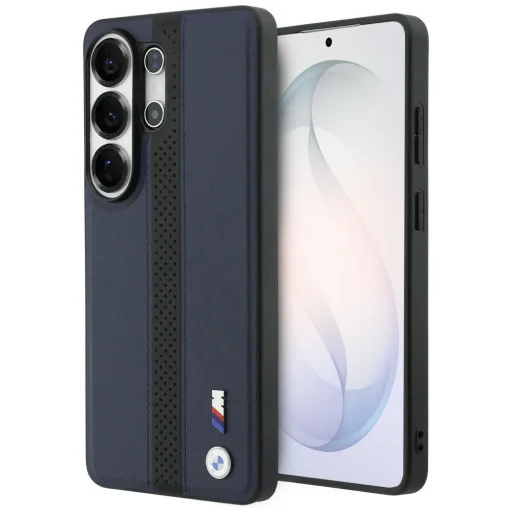 Tmavomodré MagSafe puzdro s perforovaným pruhovaným logom BMW pre Samsung Galaxy S26 Ultra - 1