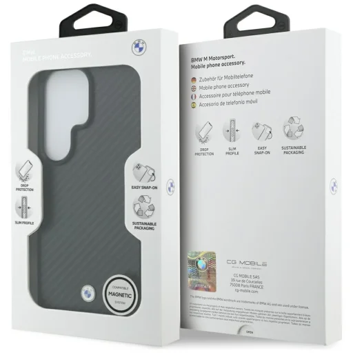Samsung Galaxy S26 Ultra čierne magnetické karbónové puzdro s logom BMW - 8