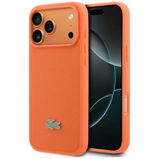 Oranžové magnetické puzdro Lacoste Petit Pique Lacquer Logo pre iPhone 17 Pro Max - 1