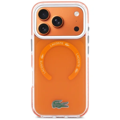 iPhone 17 Pro Lacoste nárazuvzdorný priehľadný matný oranžový MagSafe kryt - 3