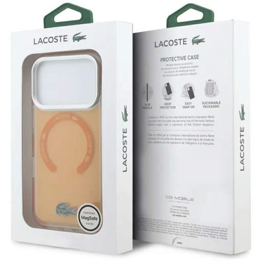 iPhone 17 Pro Lacoste nárazuvzdorný priehľadný matný oranžový MagSafe kryt - 8