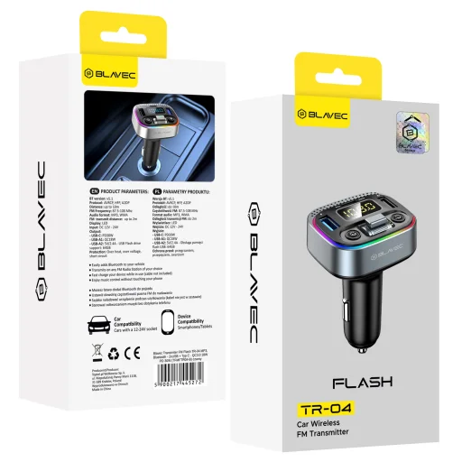 Blavec FM Transmitter Flash TR-04 MP3, Bluetooth - 2xUSB + Type C - QC3.0 18W PD 30W (TFMFTR04-B) čierny - 4